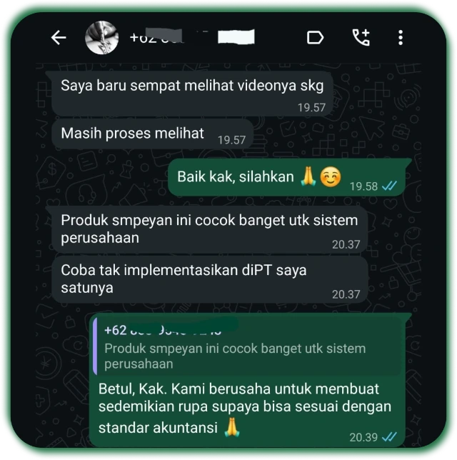 Testimoni WhatsApp: cocok untuk sistem perusahaan