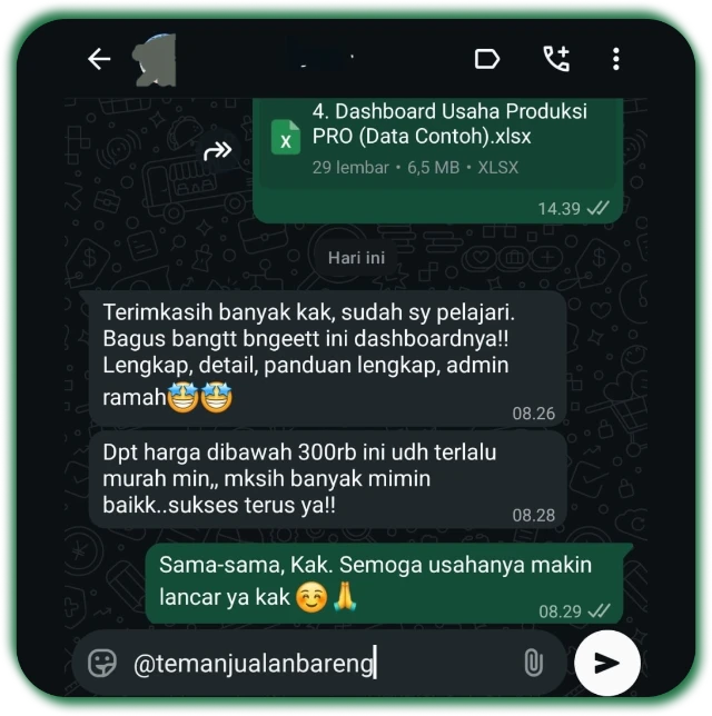 Testimoni WhatsApp: dashboard lengkap dan detail